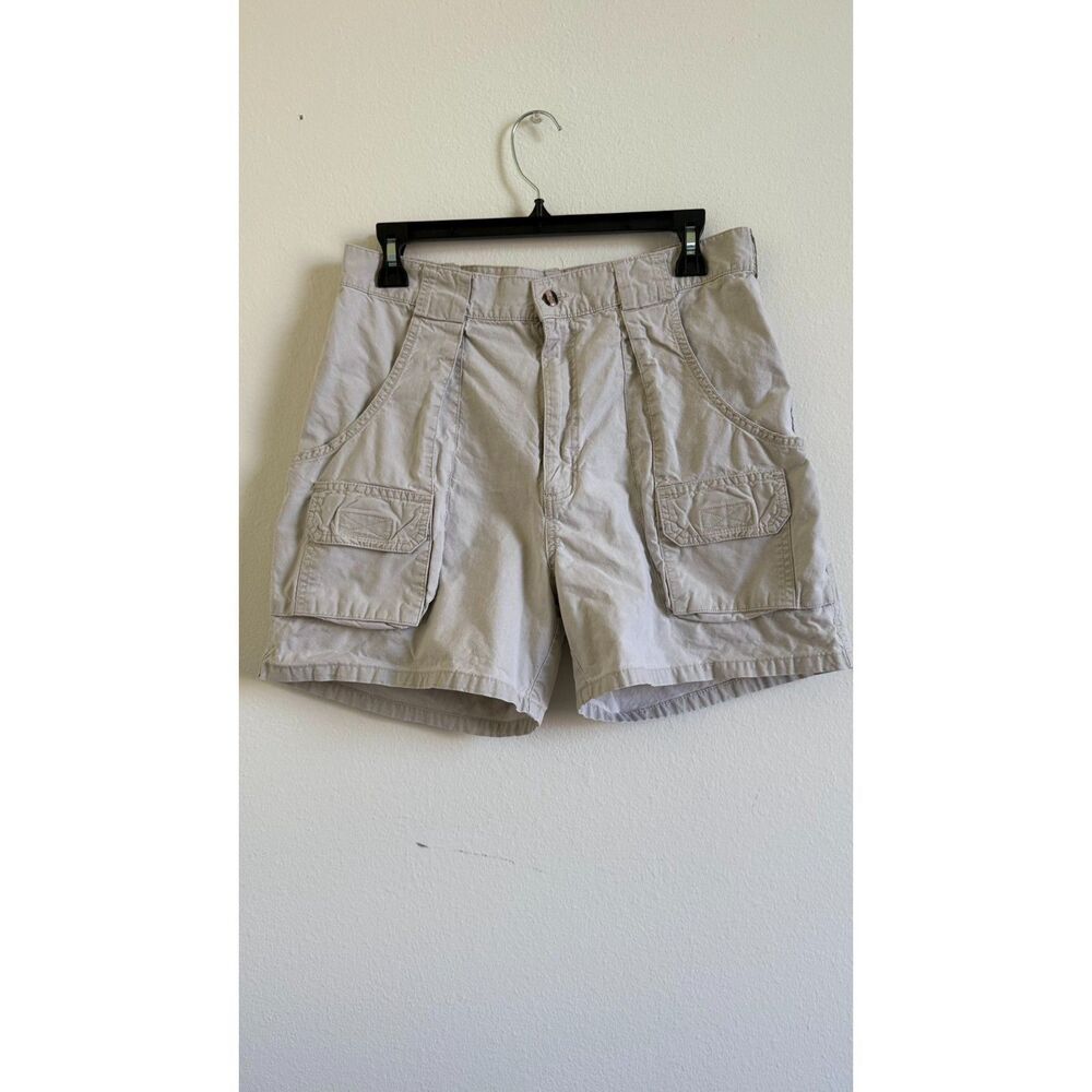 Woolrich Mens 32 Cargo Shorts Khaki Straw Cotton Outdoor Utility Hiking Vintage